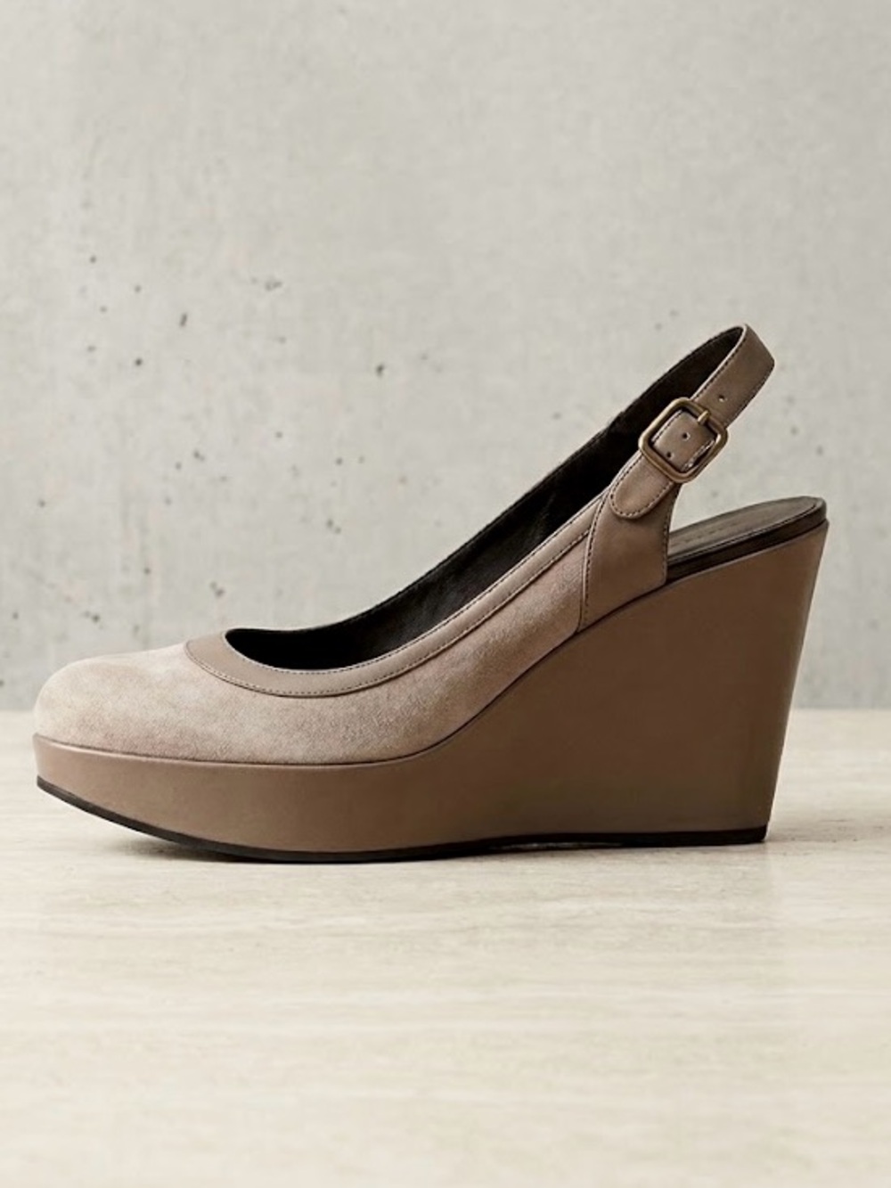 Marc Jacobs Taupe Suede Leather Slingback Platform Wedge Heels EU 39.5 US 9 Y2K